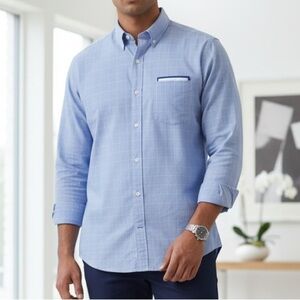 Brooks Brothers Men's Traditional Fit Non Iron Blue Button Up Shirt L 17-4/5